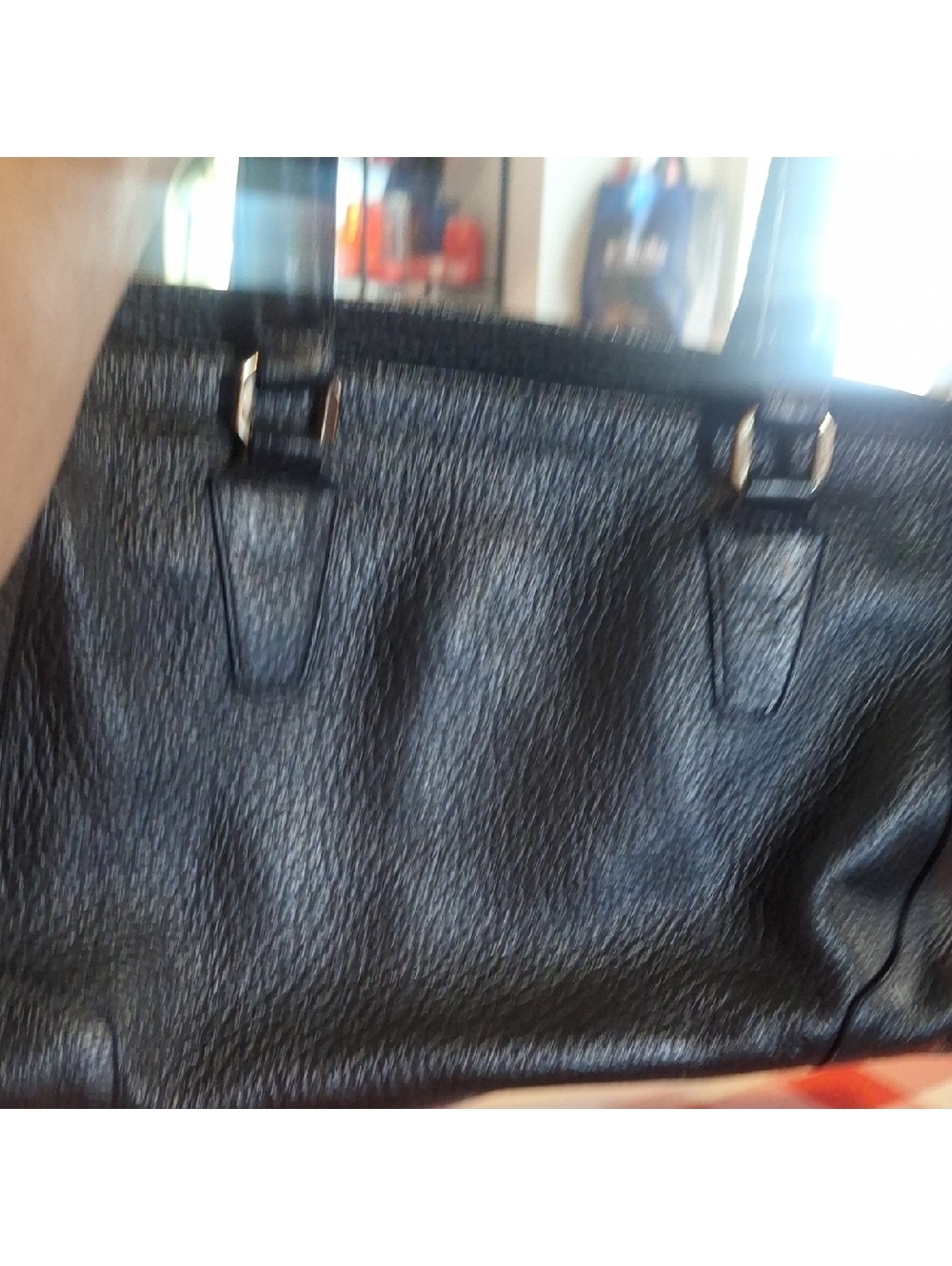 Black Leather Tote Bag Viole del Re Cartera